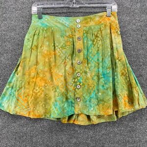 Santiki Skirt Womens M Green Tie Dye Fairy Flowy Artsy Hippie Gypsy Festival 90s